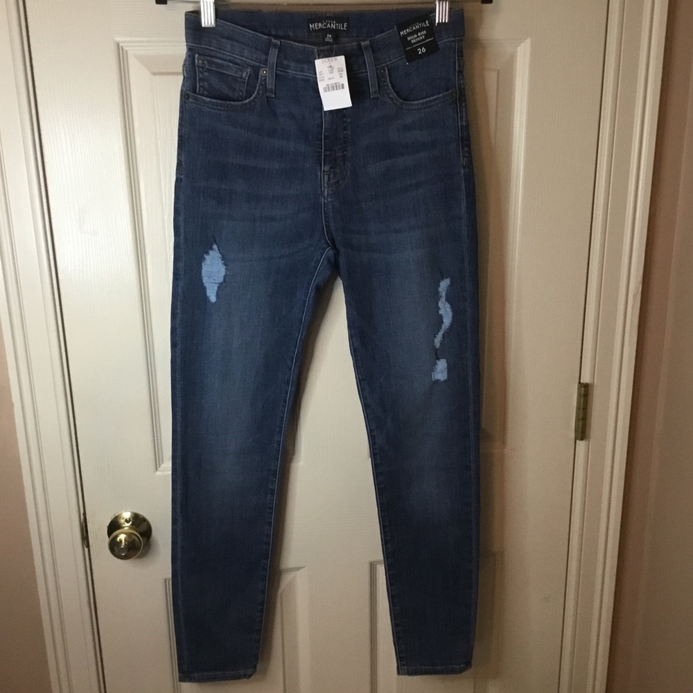 J. Crew NWT Mercantile High Rise Skinny Distressed Jeans - Size 26